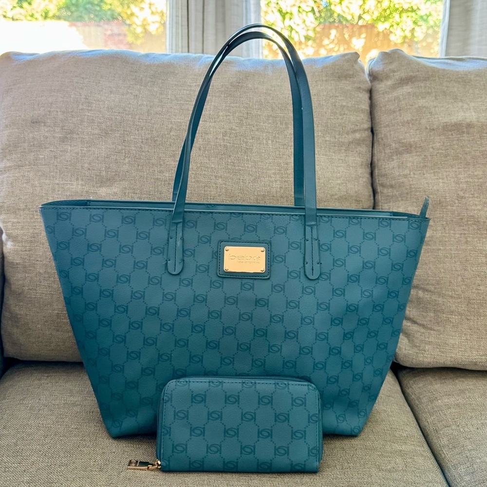 bebe Blue Tote Bag And Matching Wallet✨